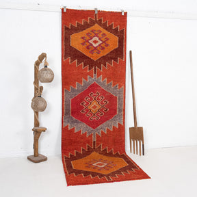 Orange and Red Runner Wool Rug