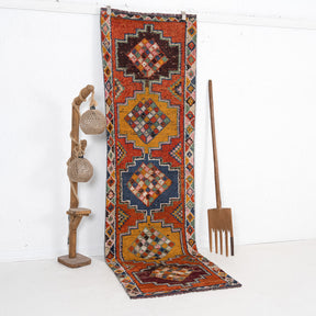 Orange and Brown Runner Wool Rug