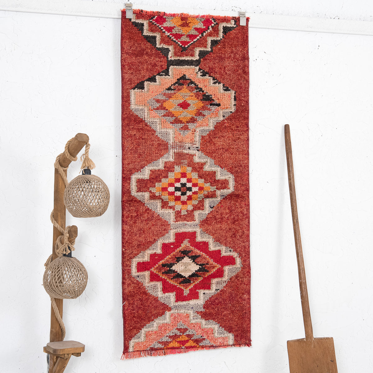 Red and  Runner Wool Rug