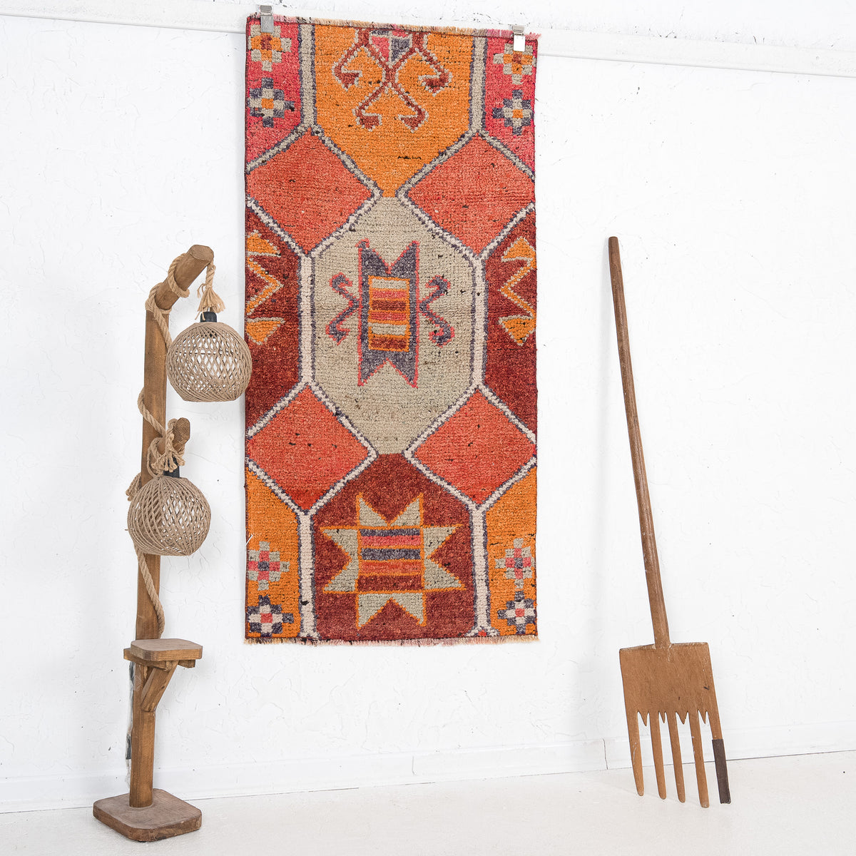 Red and Orange Runner Wool Rug