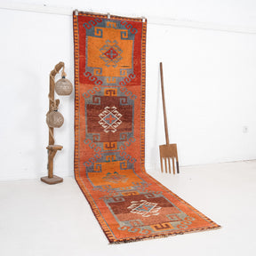 Orange and Red Runner Wool Rug