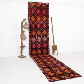 Purple and Red Runner Wool Rug
