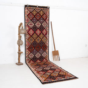 Red and Brown Runner Wool Rug