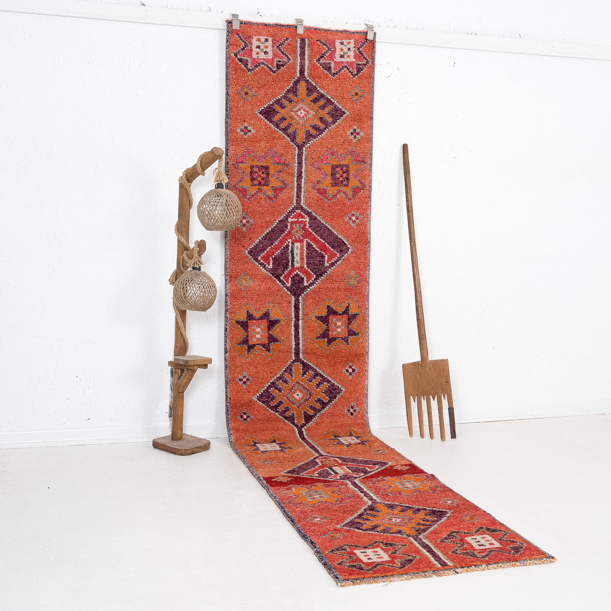 Orange and Purple Runner Wool Rug