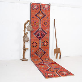 Orange and Purple Runner Wool Rug