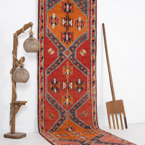Red and Orange Runner Wool Rug
