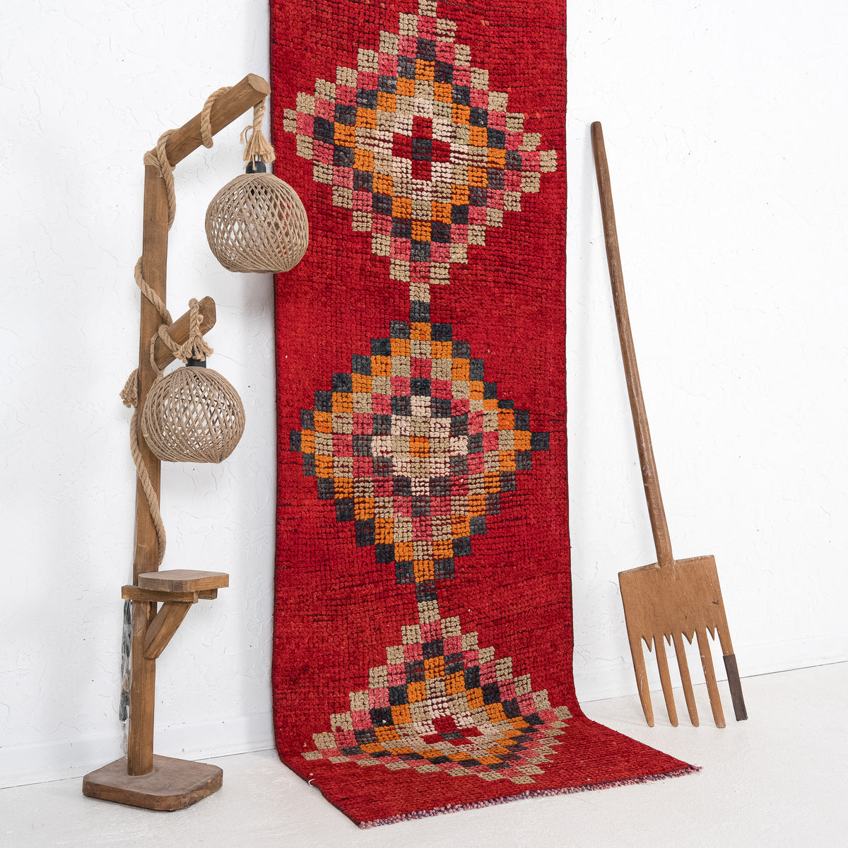 Red and Orange Runner Wool Rug
