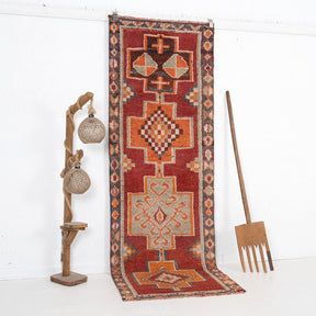 Red and Orange Runner Wool Rug