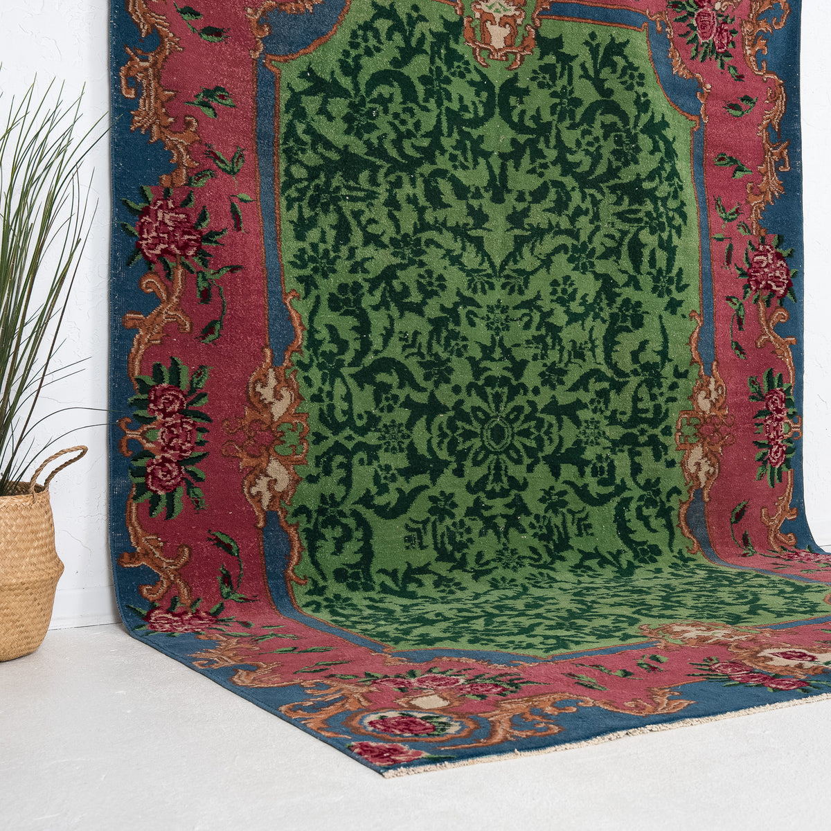 Green and Pink Area Wool Rug