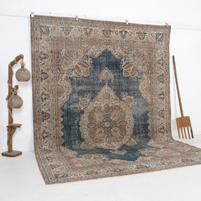 Blue and Beige Area Wool Rug