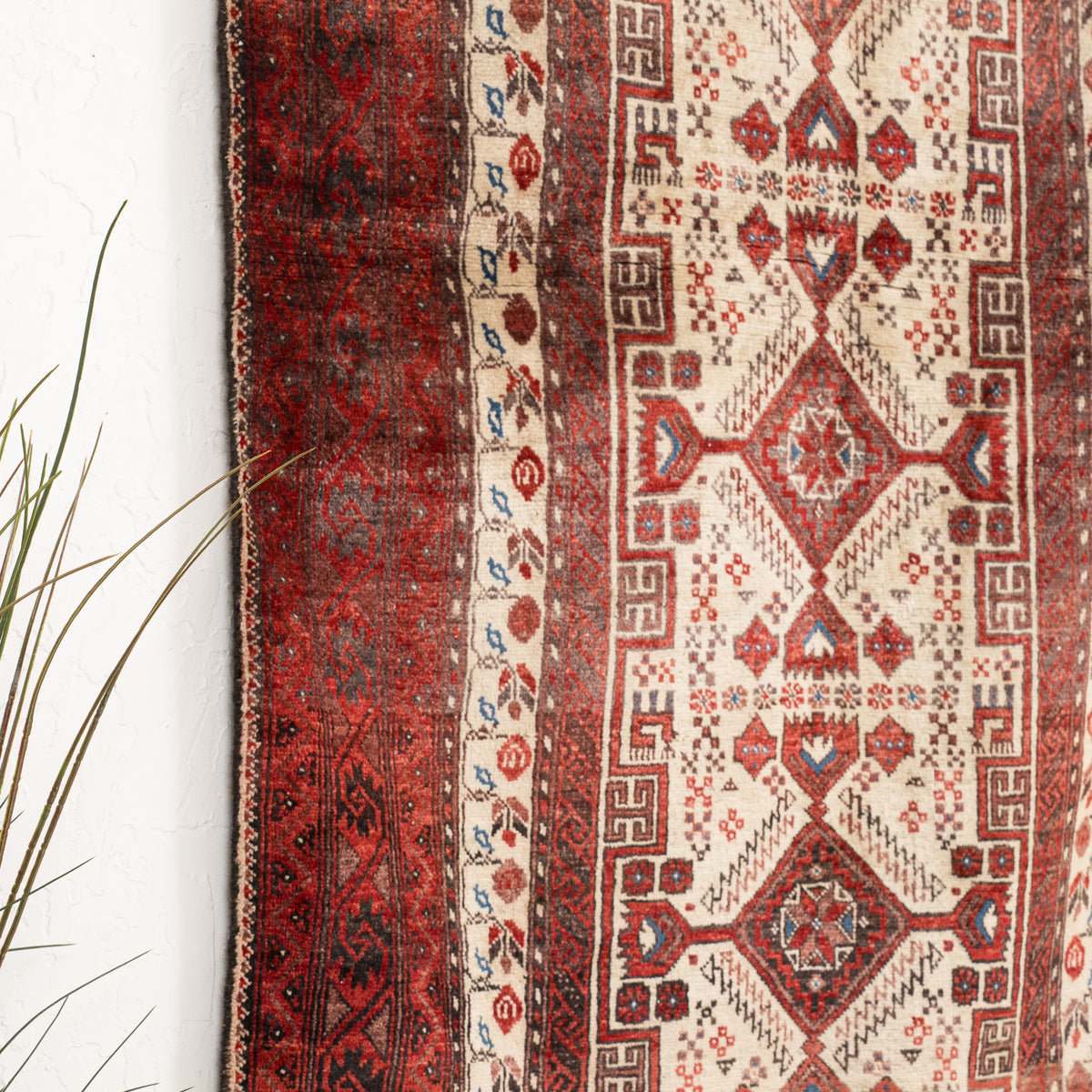 Red and Beige Area Wool Rug