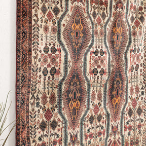 Beige and Red Area Wool Rug