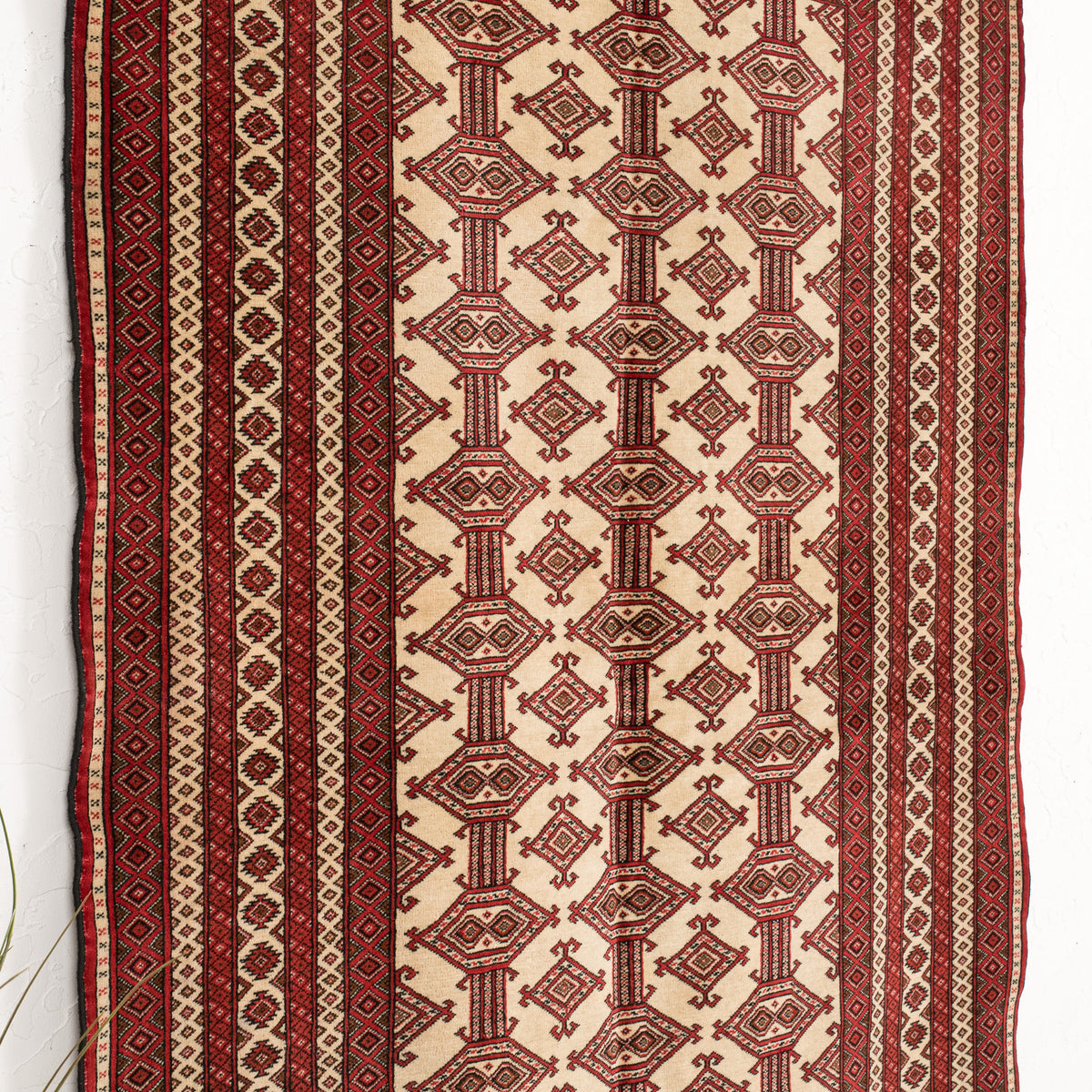 Beige and Red Area Wool Rug
