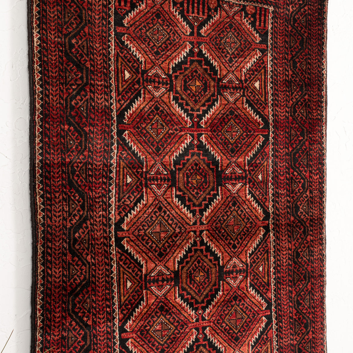 Red and Black Area Wool Rug