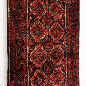 Red and Black Area Wool Rug