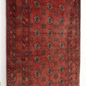 Red and Black Area Wool Rug