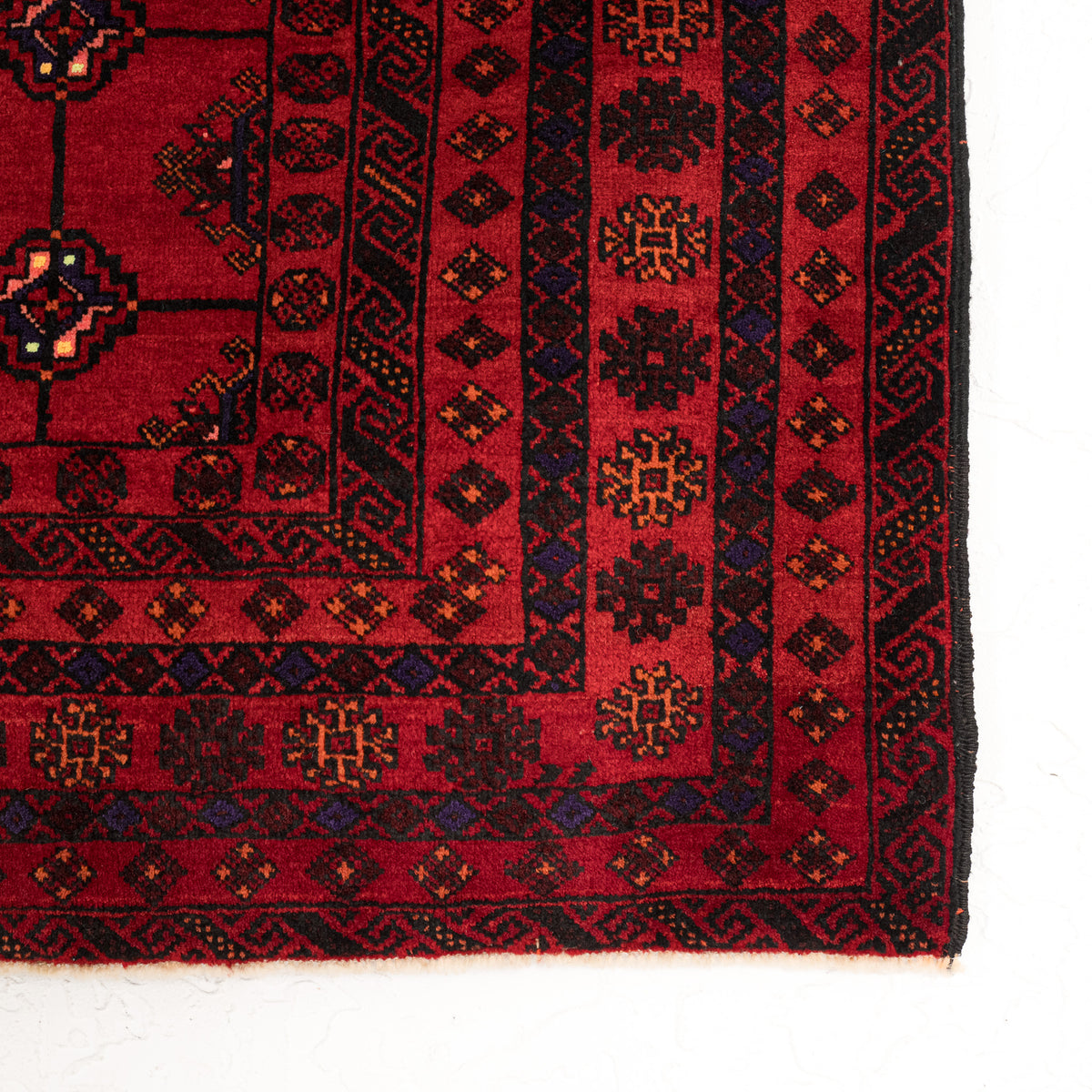 Red and Black Area Wool Rug