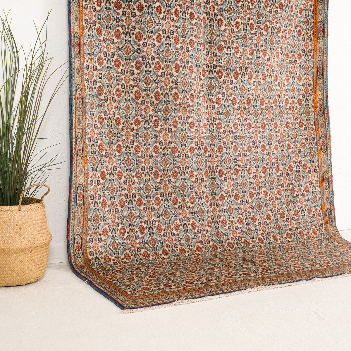 Beige and Red Area Wool Rug