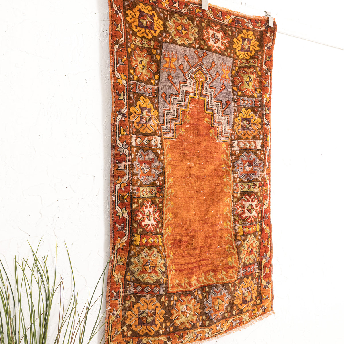 Orange and Brown Area Wool Rug