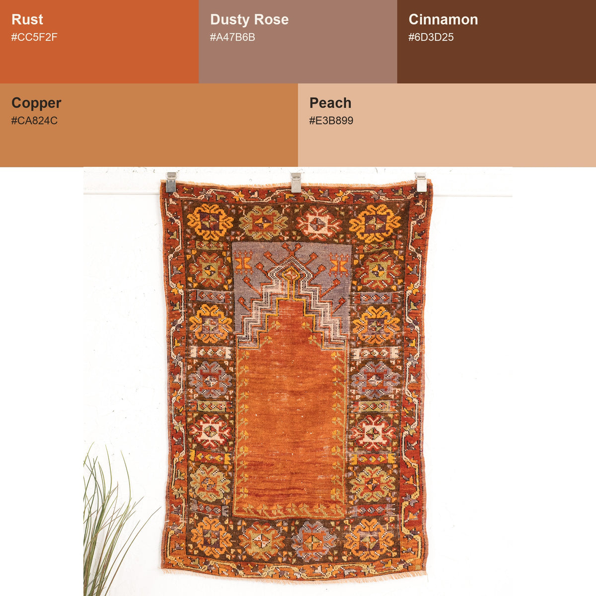 Small Orange Antique Rug