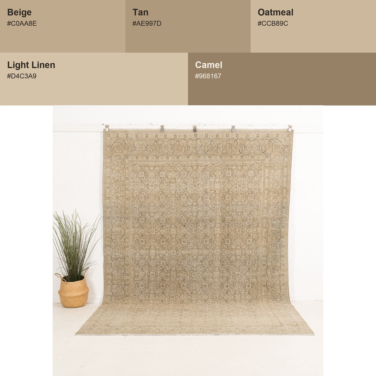 Large Beige Antique Rug