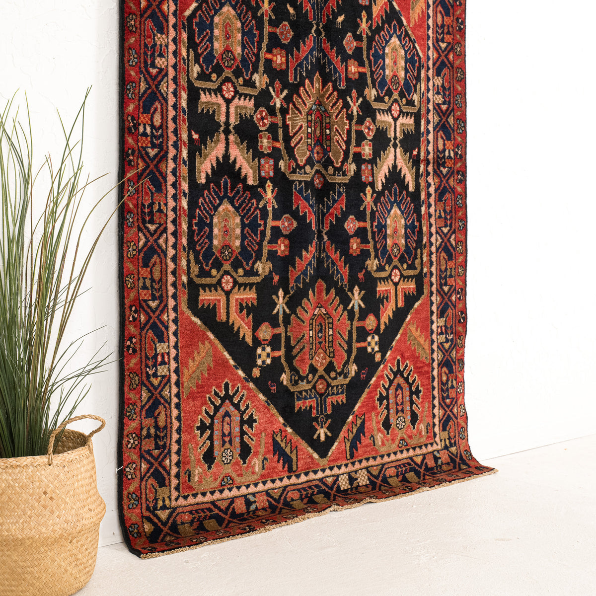Black and Red Area Wool Rug