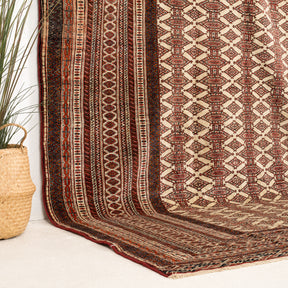 Beige and Red Area Wool Rug