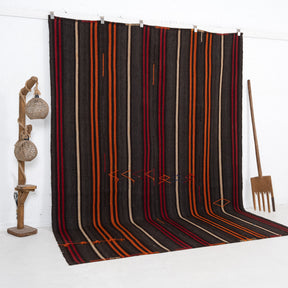 Black and Orange Area Wool Rug