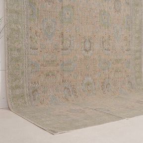 Beige and Green Area Wool Rug