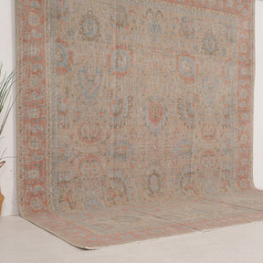 Beige and Red Area Wool Rug