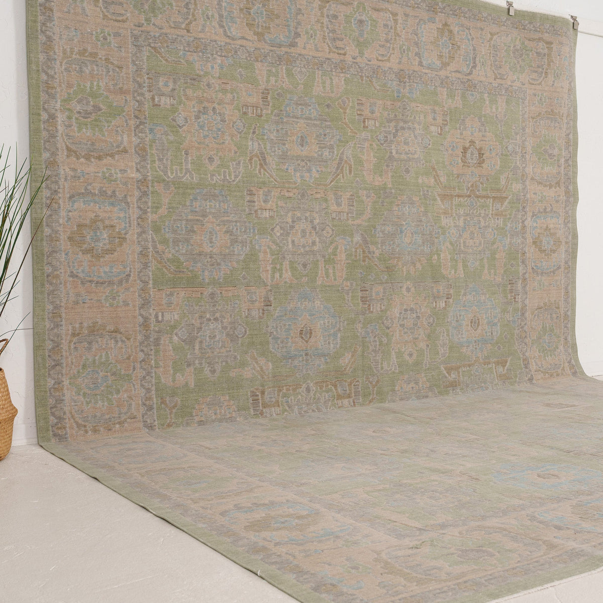 Green and Beige Area Wool Rug