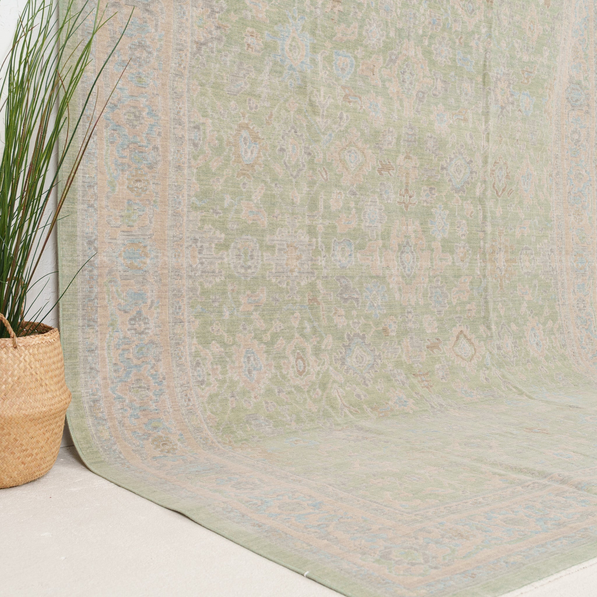 Green and Beige Area Wool Rug