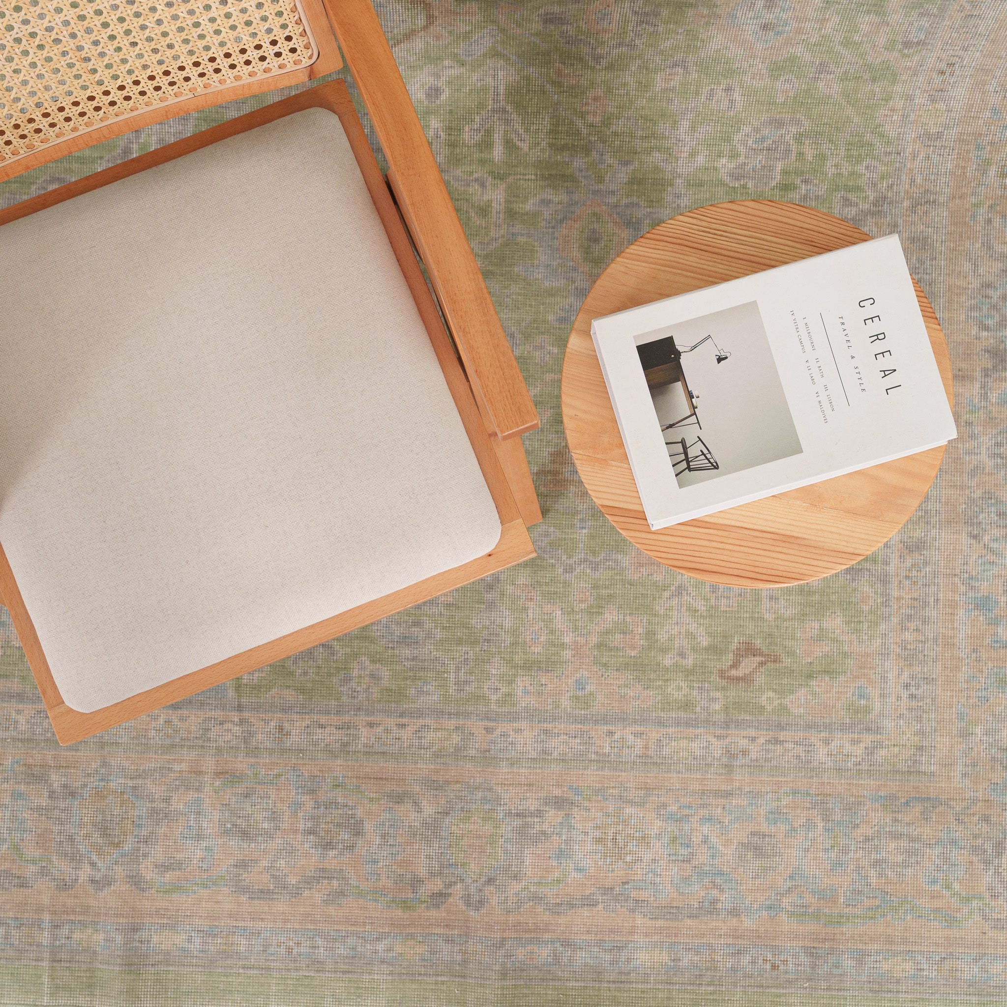 Antiquewashed Green Area Rug