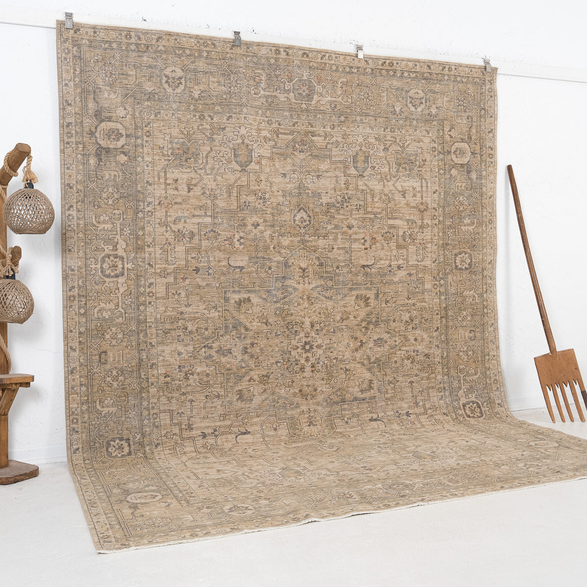Beige and Brown Area Wool Rug