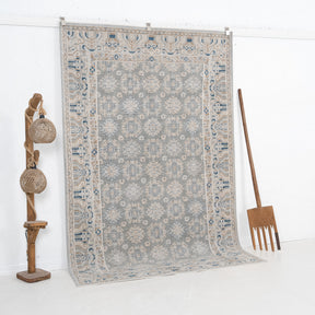 Gray and Blue Area Wool Rug