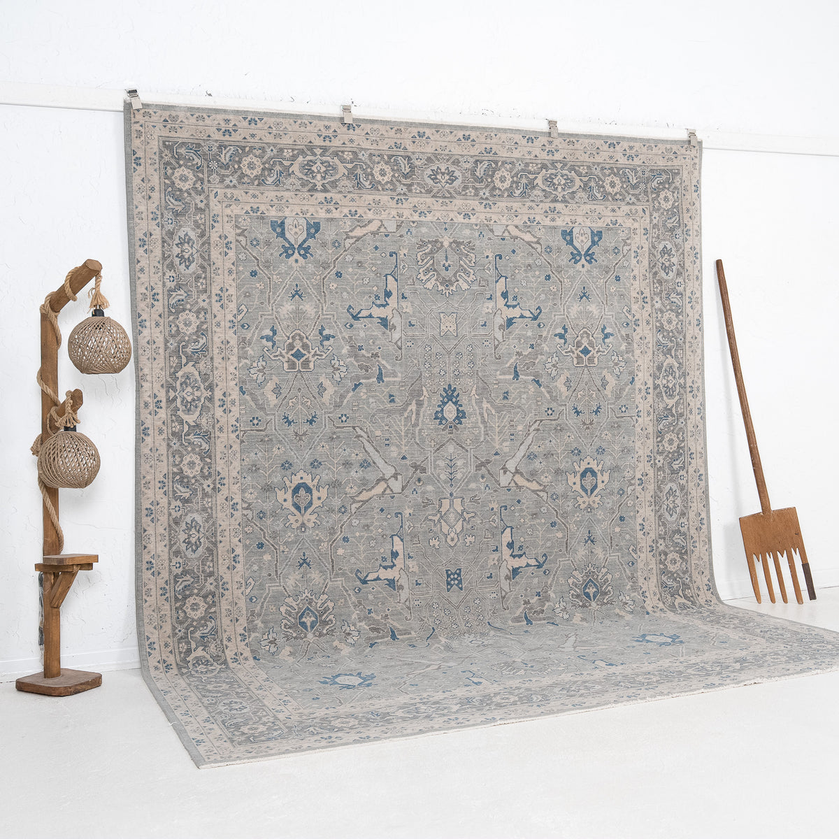 Blue and Beige Area Wool Rug