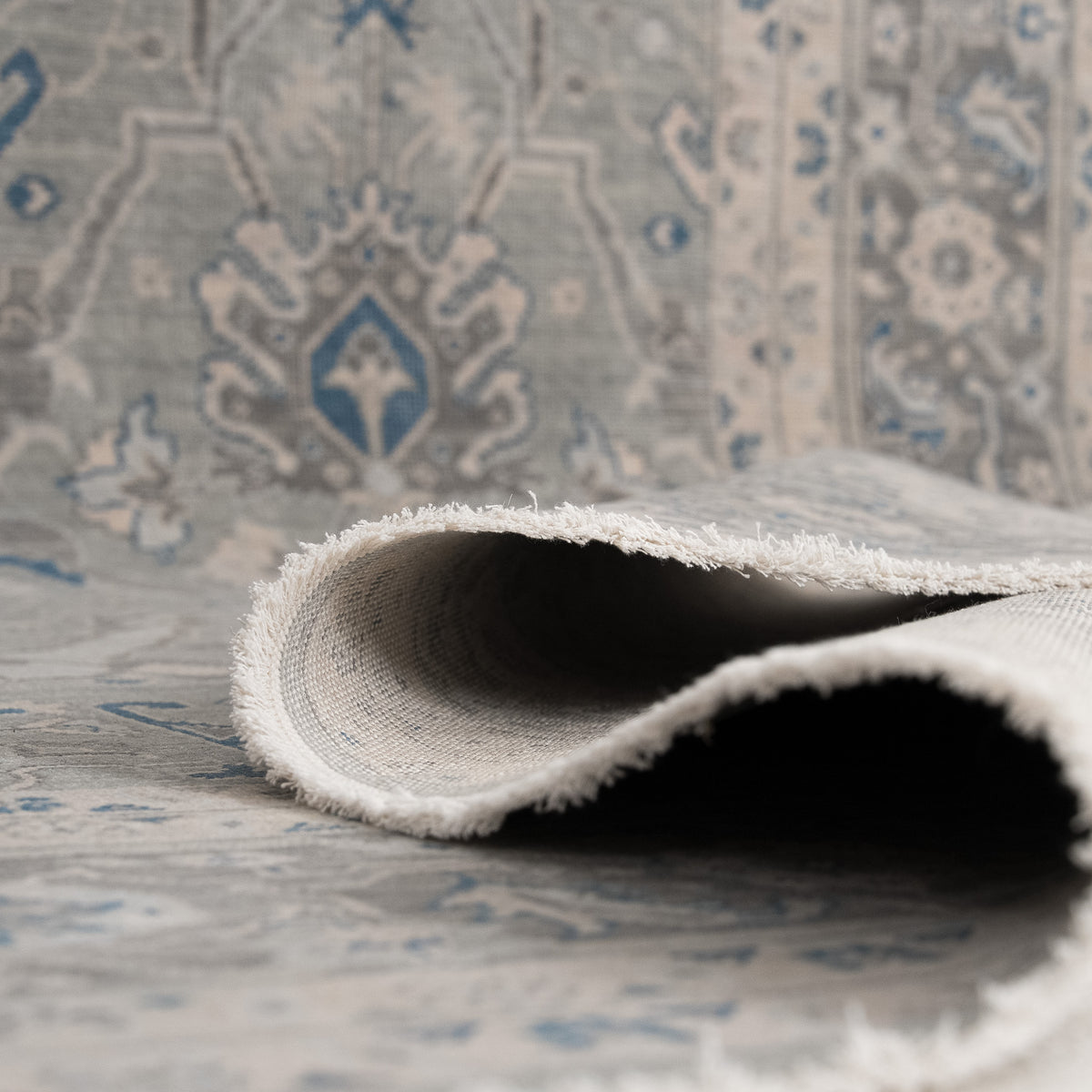 Antiquewashed Blue Area Rug