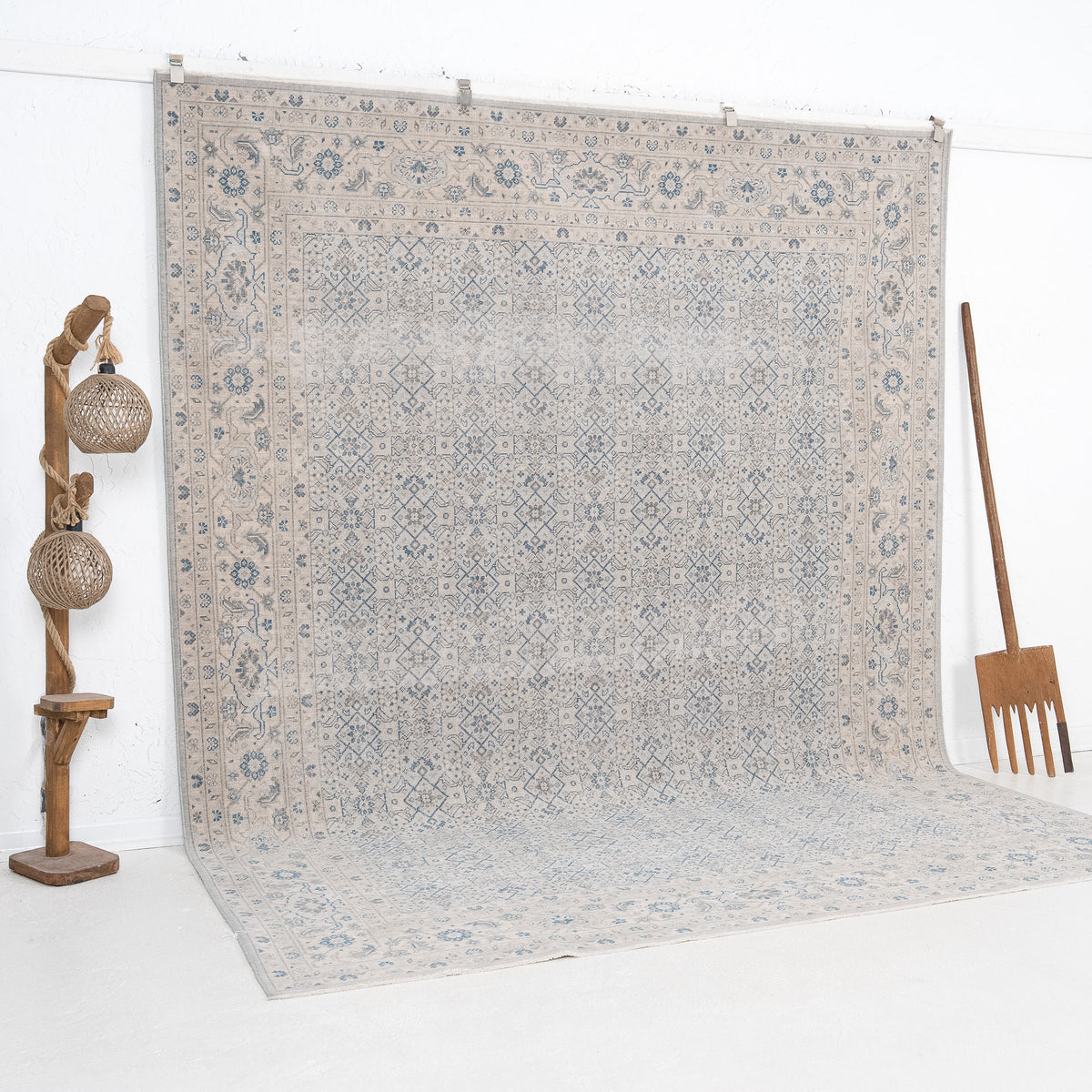 Blue and Beige Area Wool Rug
