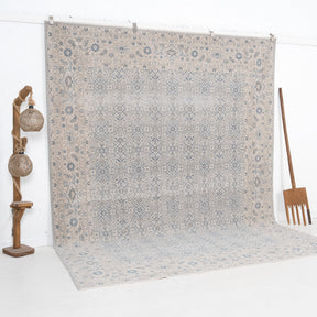 Blue and Beige Area Wool Rug