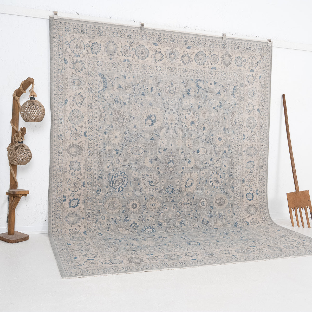 Blue and Beige Area Wool Rug