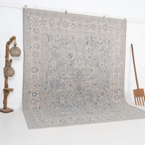 Blue and Beige Area Wool Rug