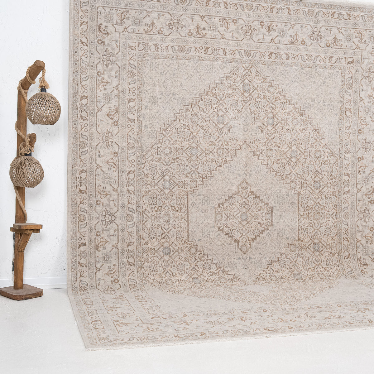 Beige and Brown Area Wool Rug