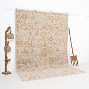 Beige and Blue Area Wool Rug