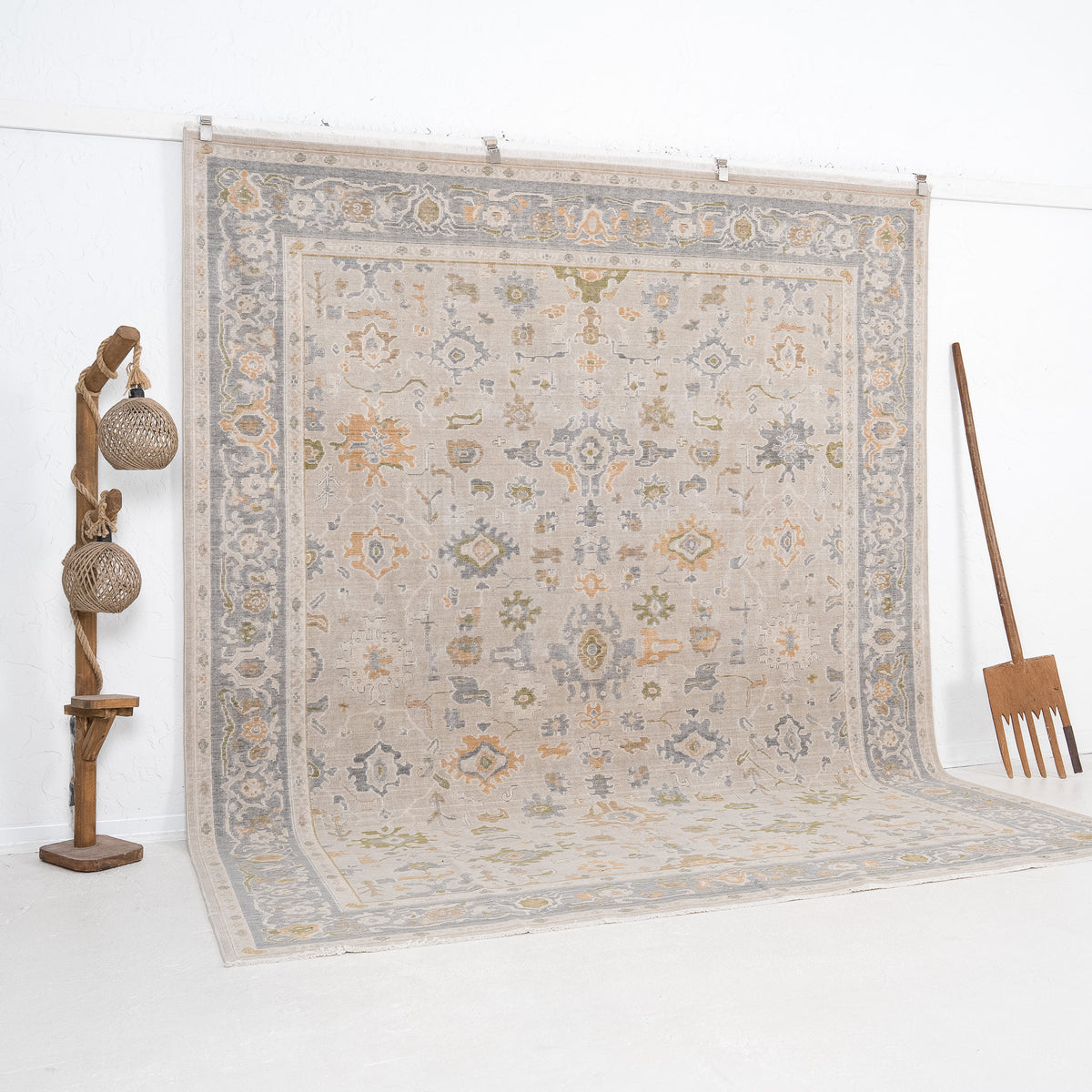 Beige and Gray Area Wool Rug