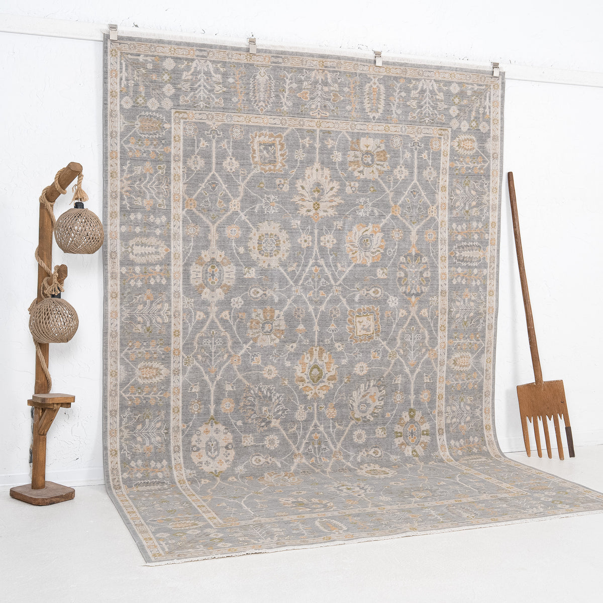 Gray and Beige Area Wool Rug