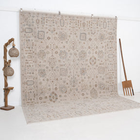 Beige and Blue Area Wool Rug