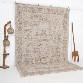 Beige and Brown Area Wool Rug