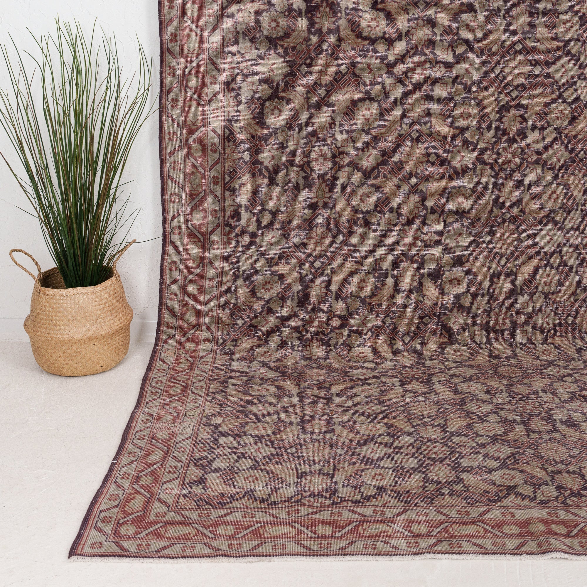 Purple and Beige Area Wool Rug
