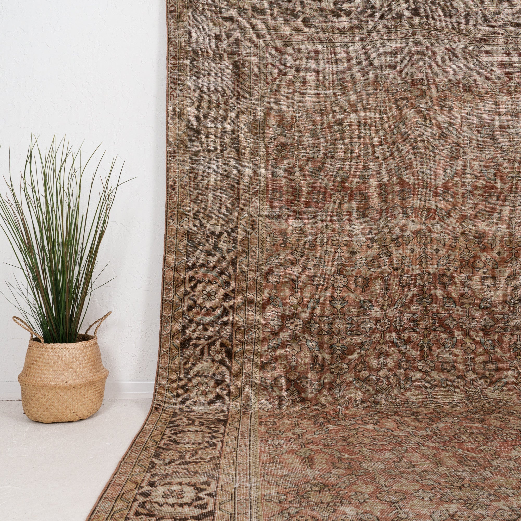 Brown and Red Area Wool Rug