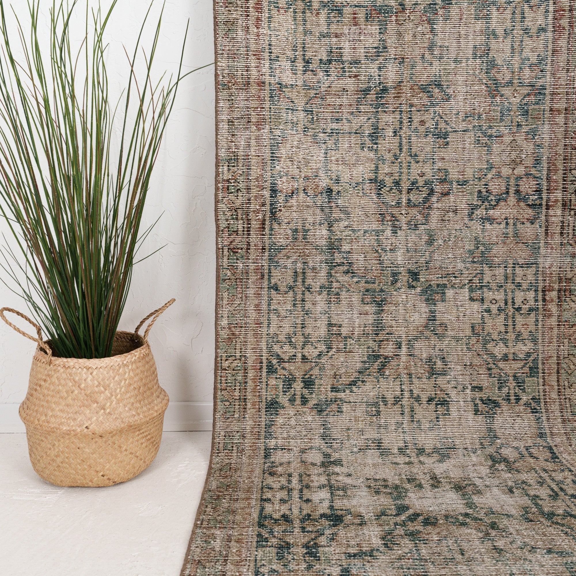 Green and Red Runner Wool Rug